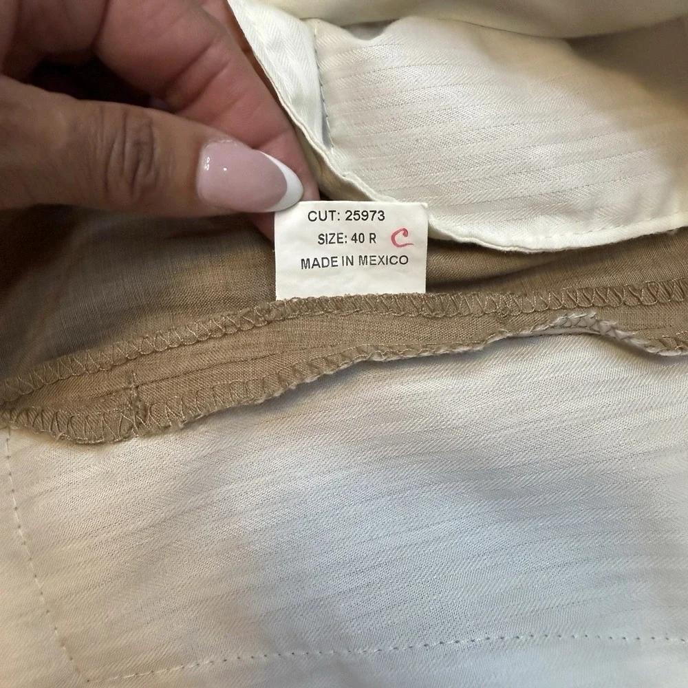 Tom James Dress Shorts‎ Men 40 Flat Front Regular Fit Tan Lightweight Chino